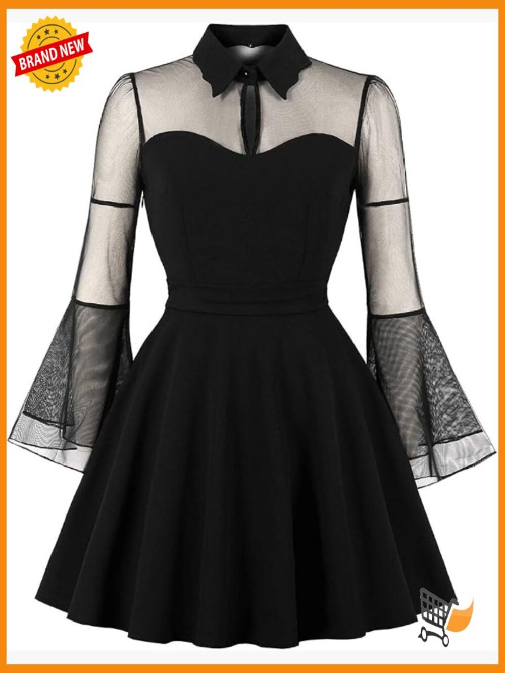 Long Sleeve Bell Sleeve Fit & Flare Cocktail Dress